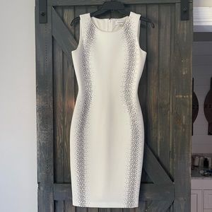 White beaded Calvin Klein dress